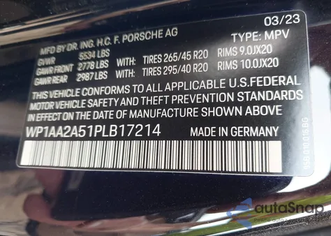 2023 Porsche Macan T from USA, damaged, VIN WP1AA2A51PLB17214